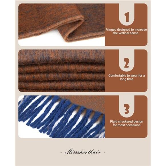 Chunky Scarf Fluffy Warps for Women Camel Blue - Picture 4 of 7